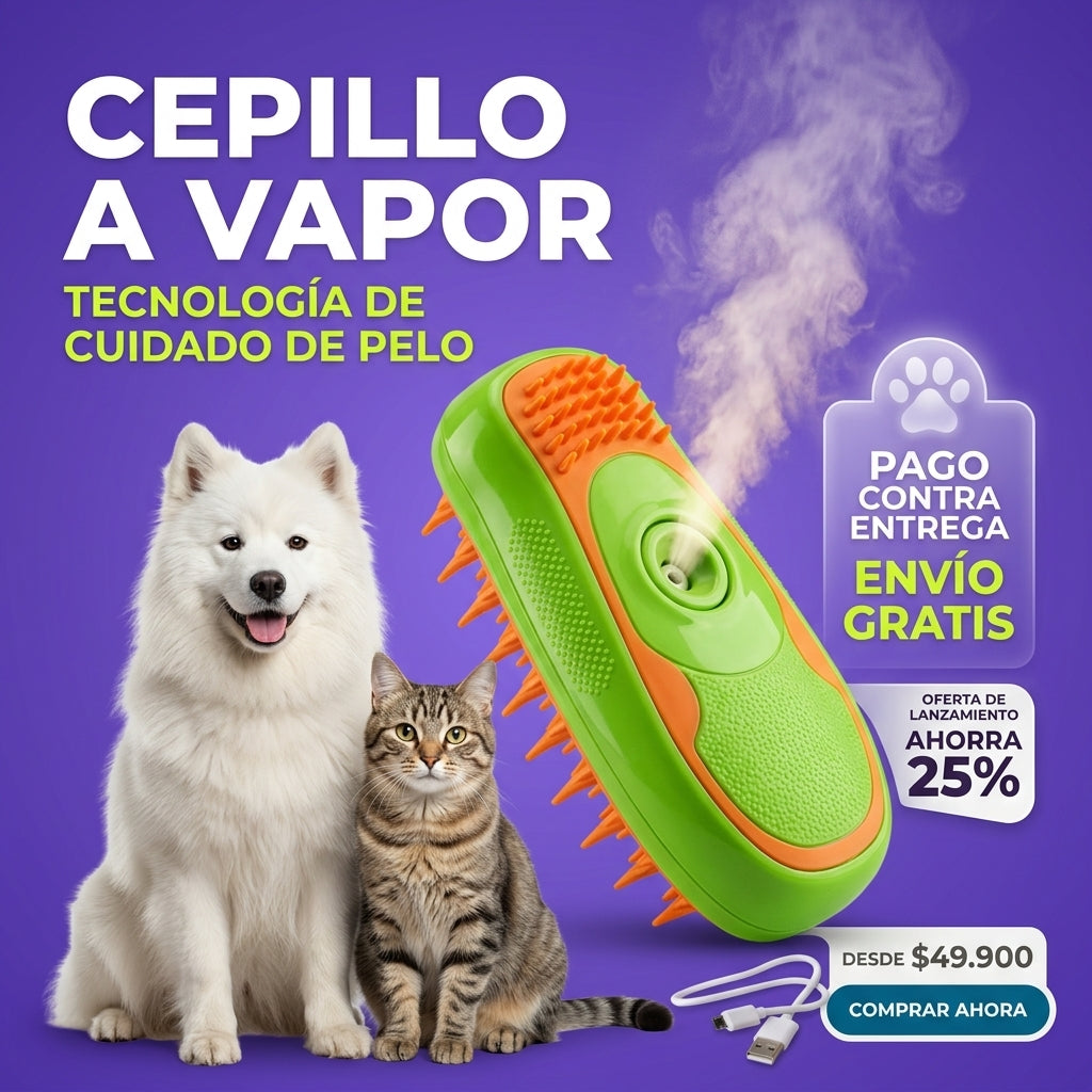 SteamyBrush™ - Cepillo 3 en 1 - Limpia, masajea y peina