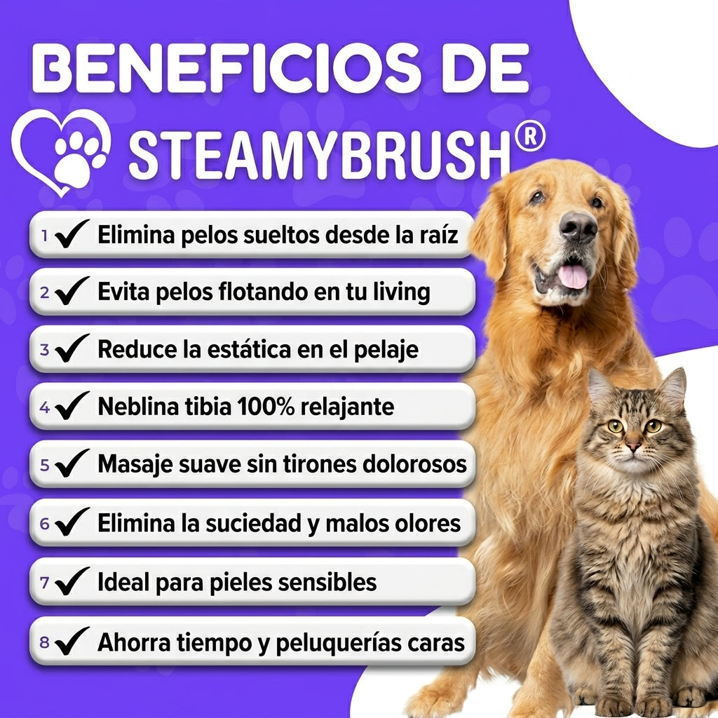 SteamyBrush™ - Cepillo 3 en 1 - Limpia, masajea y peina